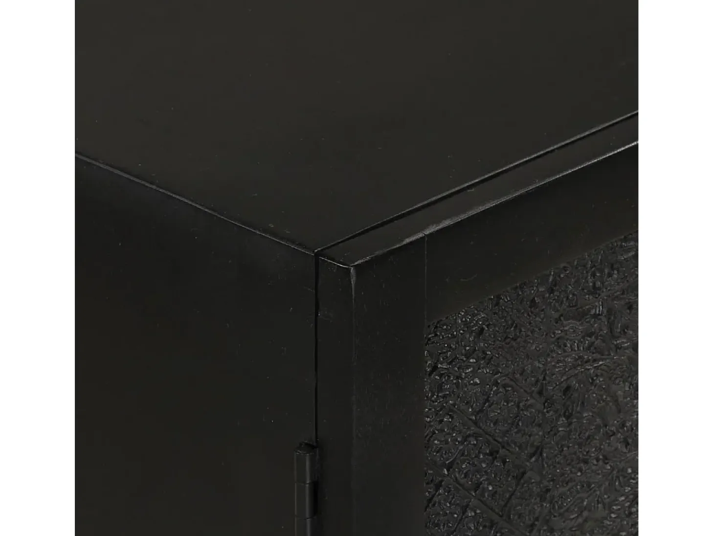 Aparador de hierro y madera maciza de mango negro 55x30x77 cm