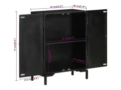 Aparador de hierro y madera maciza de mango negro 55x30x77 cm