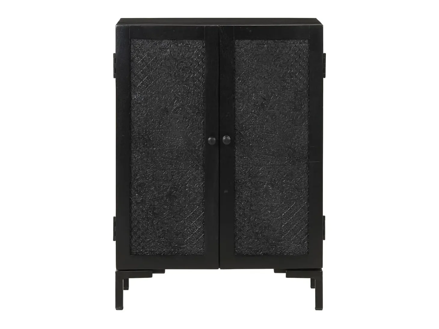 Aparador de hierro y madera maciza de mango negro 55x30x77 cm