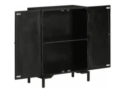 Aparador de hierro y madera maciza de mango negro 55x30x77 cm