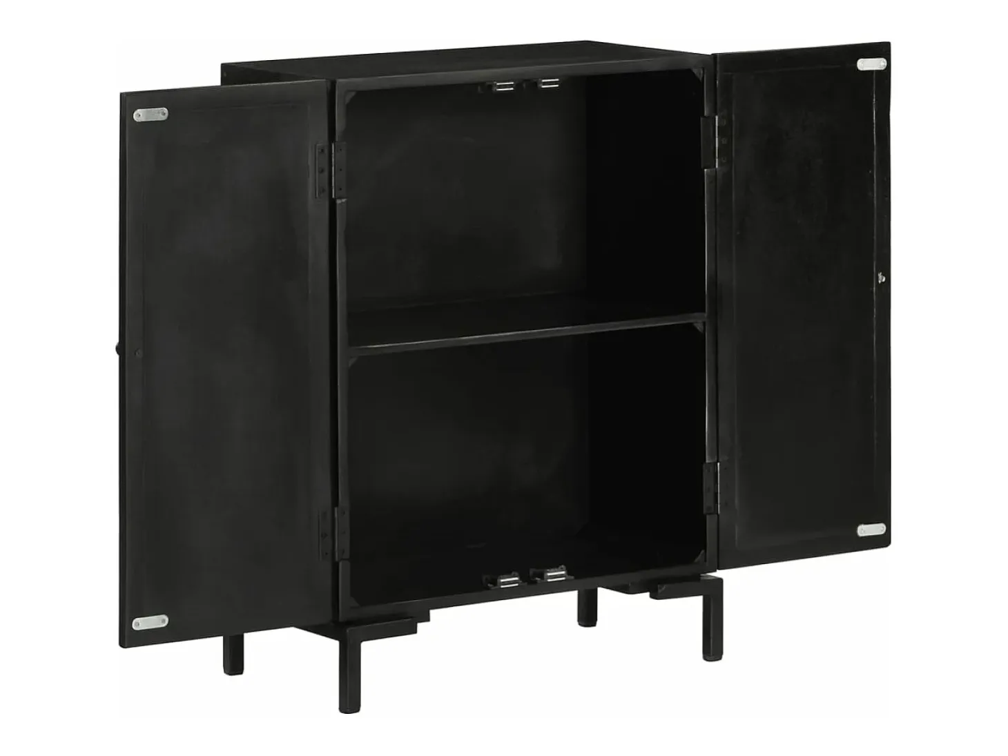 Aparador de hierro y madera maciza de mango negro 55x30x77 cm