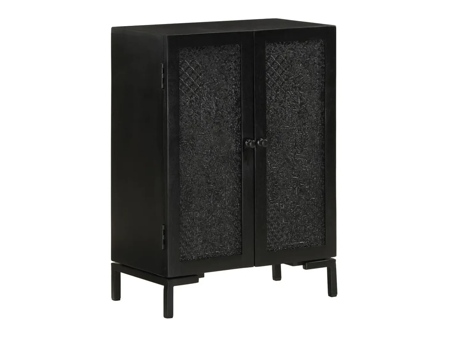 Aparador de hierro y madera maciza de mango negro 55x30x77 cm