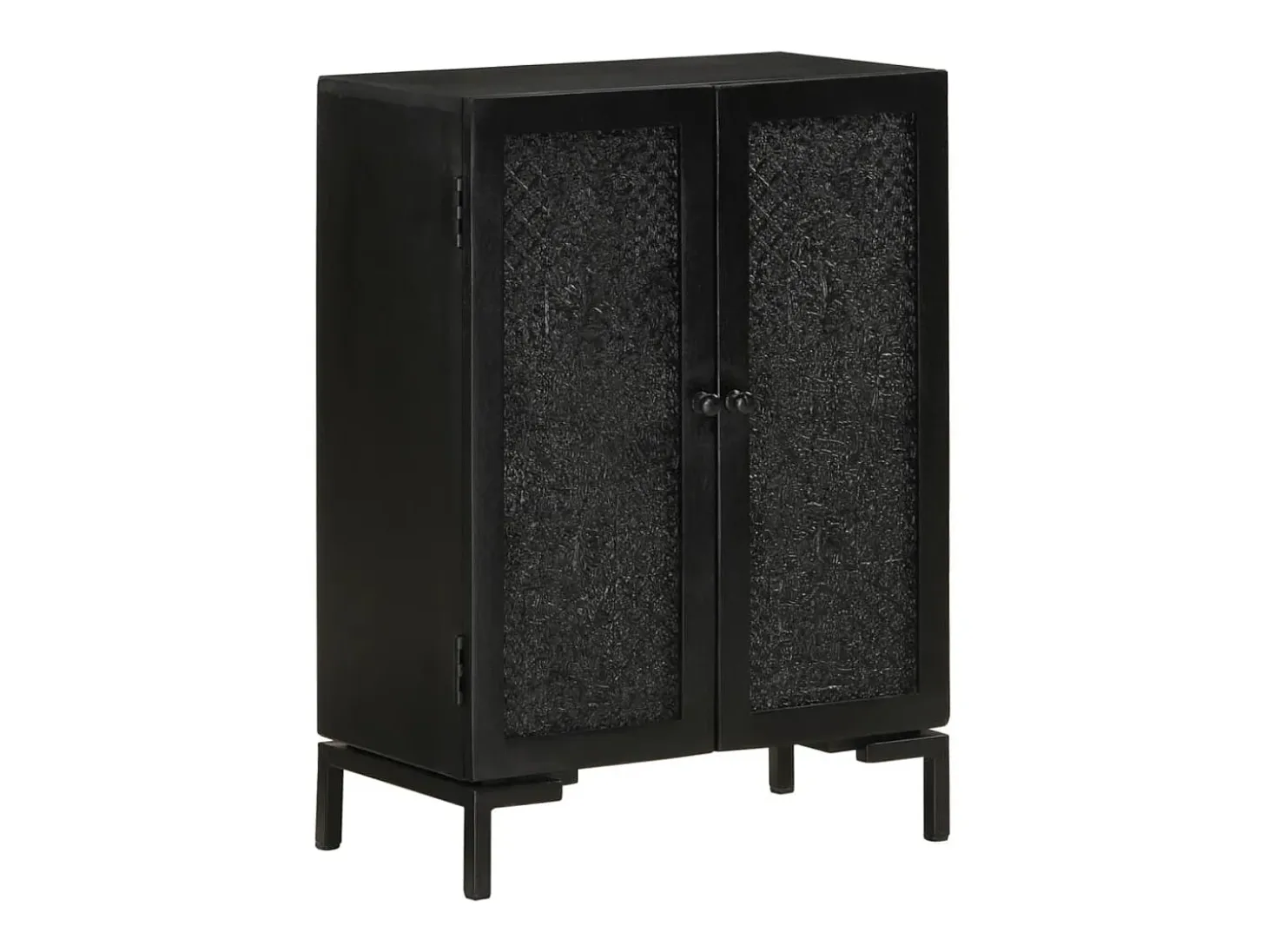 Aparador de hierro y madera maciza de mango negro 55x30x77 cm