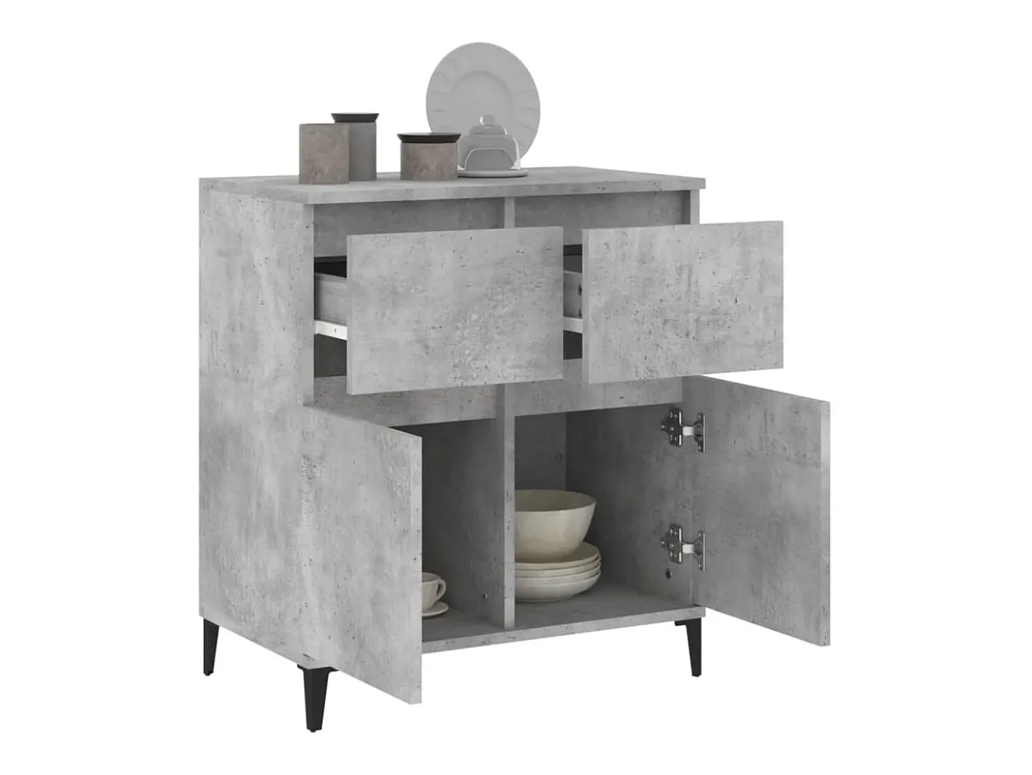 Aparador de hormigón gris 60x35x70 cm Madera de ingeniería