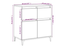 Aparador de hormigón gris 60x35x70 cm Madera de ingeniería