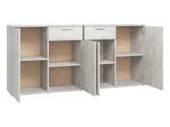 Aparador de hormigón gris 160x36x75 cm Madera de ingeniería