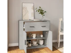 Aparador de hormigón gris 80x33x70 cm Madera de ingeniería