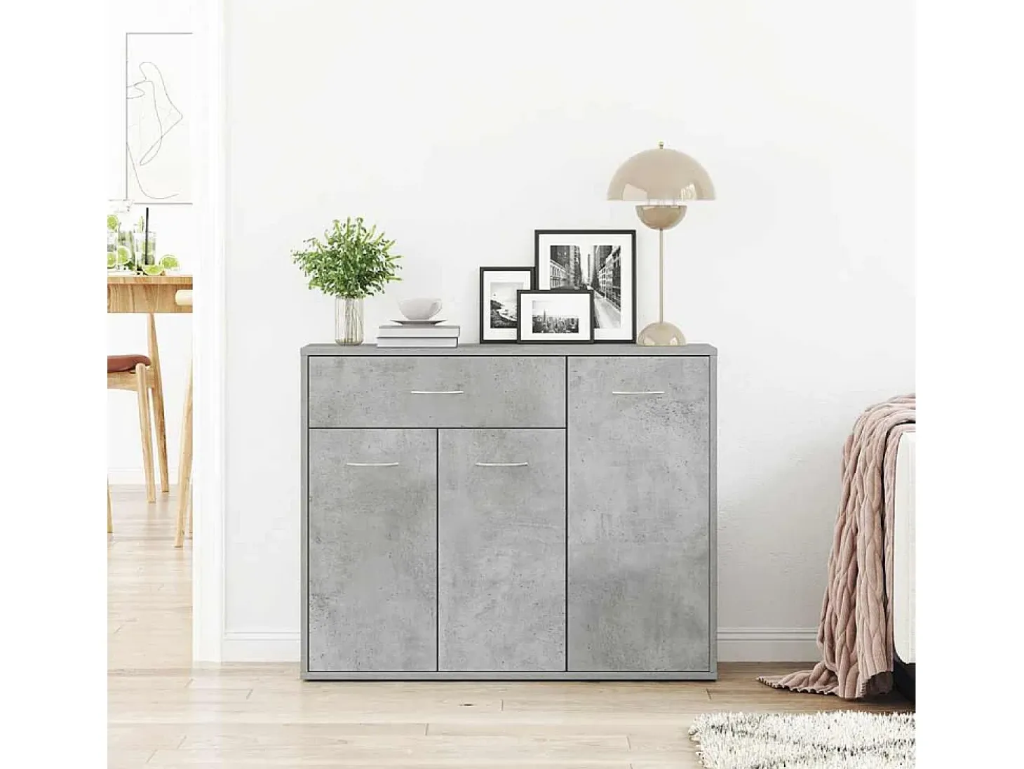Aparador de hormigón gris 88x30x70 cm Madera de ingeniería