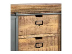 Aparador de madera 3 cajones 2 puertas metálicas correderas - Tabuk