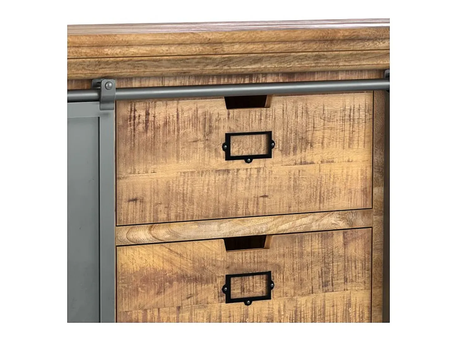 Aparador de madera 3 cajones 2 puertas metálicas correderas - Tabuk
