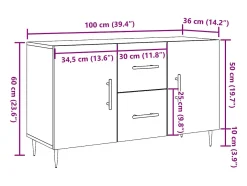 Aparador de madera antigua 100x36x60 cm madera contrachapada