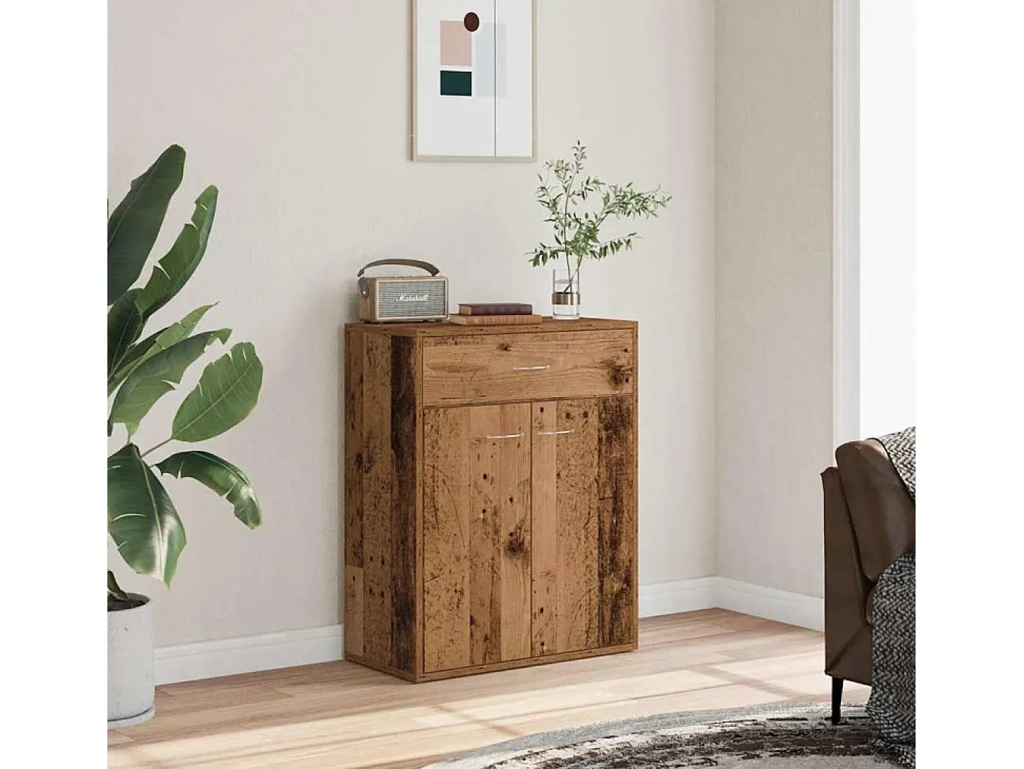 Aparador de madera antigua 60x30x75 cm madera contrachapada