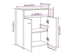 Aparador de madera antigua 60x30x75 cm madera contrachapada