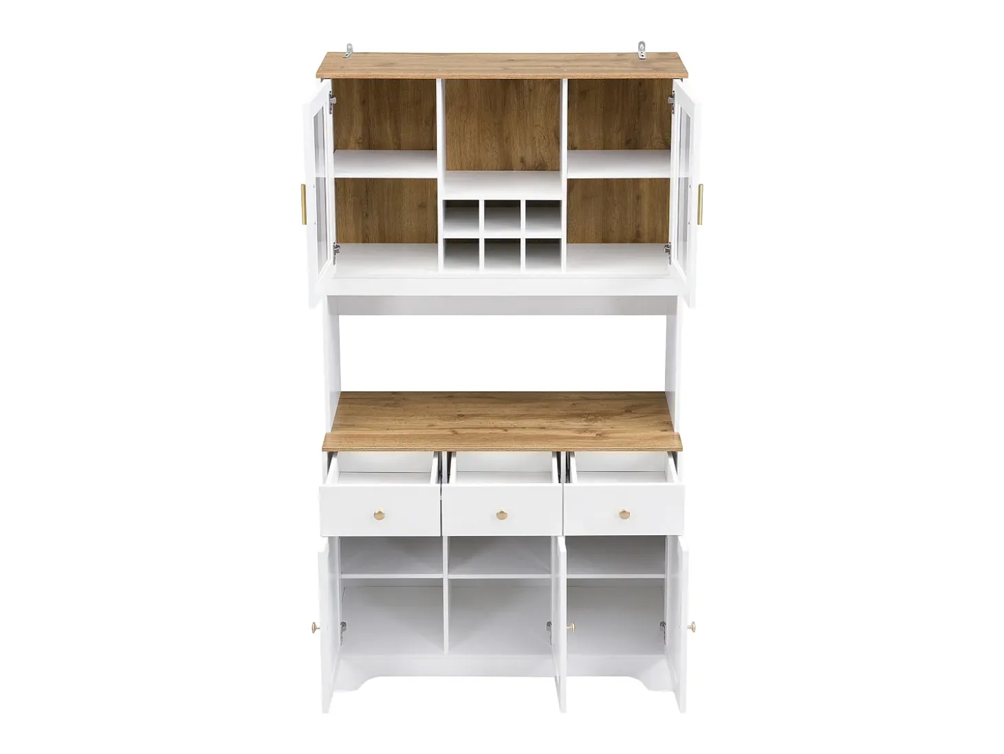 Aparador de madera blanca, 94,5 x 30 x 175,5 cm, diseño moderno para salón y comedor.