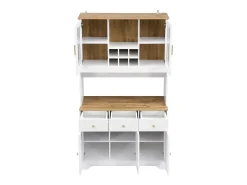 Aparador de madera blanca, 94,5 x 30 x 175,5 cm, diseño moderno para salón y comedor