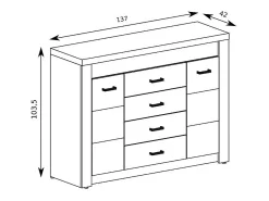 Aparador de madera blanqueada con tiradores de metal Forever - Sin LEDs