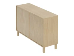 Aparador de madera con 6 cajones de ratán, ideal para almacenaje en salón, dormitorio o comedor. Medidas: 120 x 75 x 40 cm.