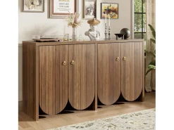 Aparador de madera con 4 puertas y estantes regulables - para salón y comedor