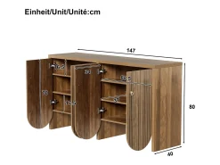 Aparador de madera con 4 puertas y estantes regulables - para salón y comedor