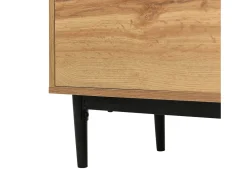 Aparador de madera con tres puertas y estantes 160 x 35 x 76 cm - Mueble de TV de diseño que ahorra espacio, robusto y fiable