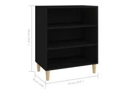 Aparador de madera contrachapada negro 57x35x70 cm