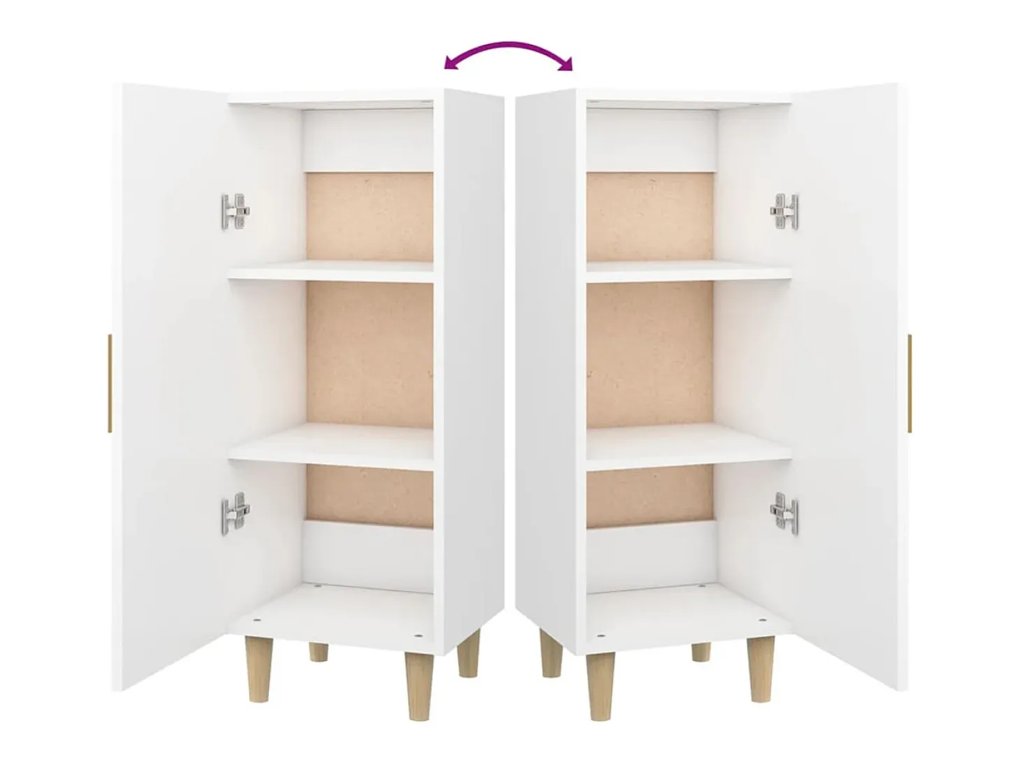 Aparador de madera contrachapada blanco 34,5x34x90 cm