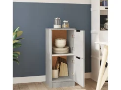 Aparador de madera contrachapada gris hormigón 30x30x70 cm ES50461