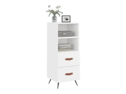 Aparador de madera contrachapada blanco brillante 34,5x34x90 cm