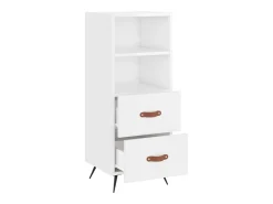 Aparador de madera contrachapada blanco brillante 34,5x34x90 cm