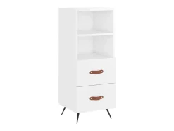 Aparador de madera contrachapada blanco brillante 34,5x34x90 cm