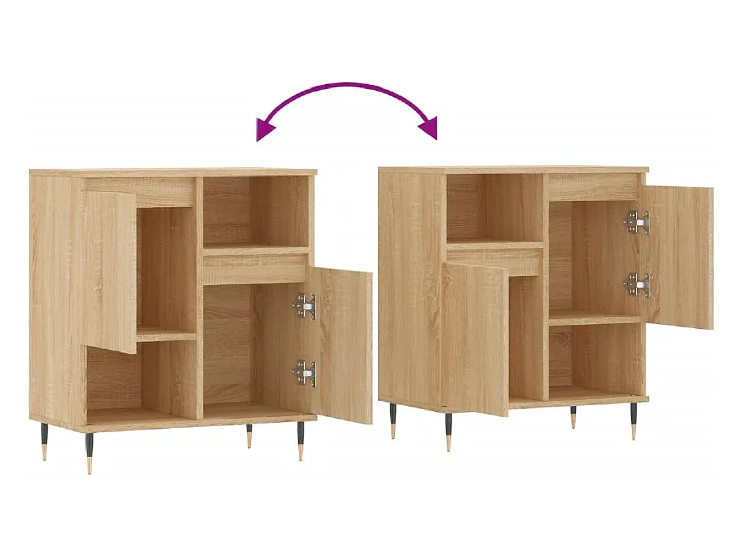 Aparador de madera contrachapada roble Sonoma 60x35x70 cm