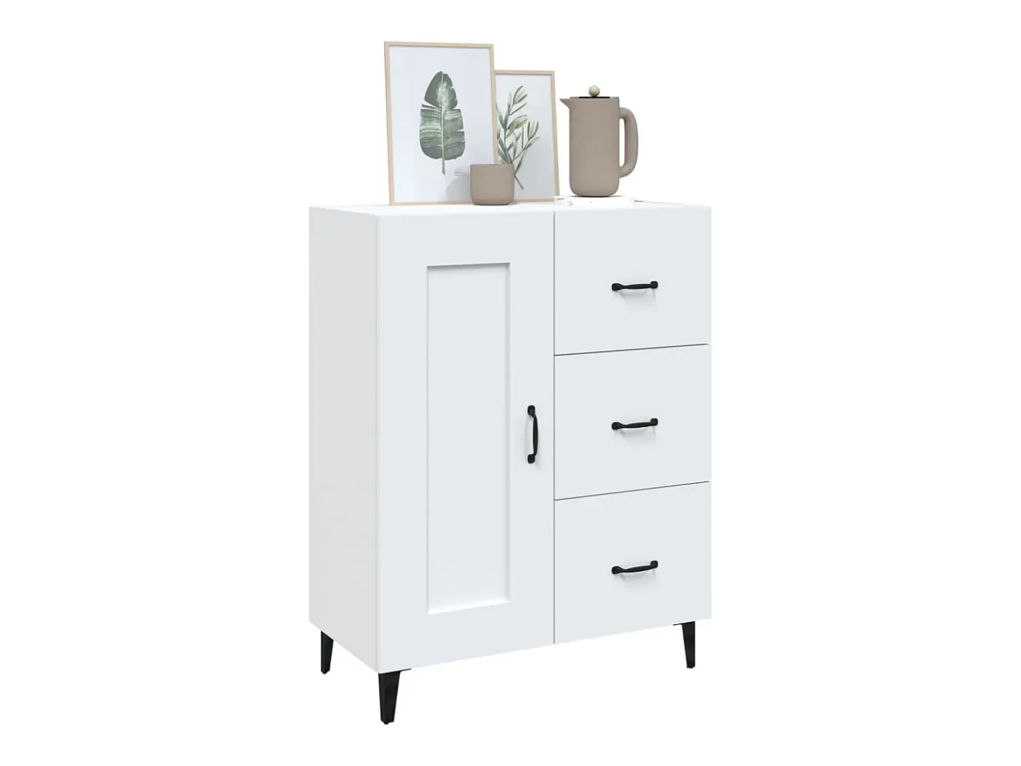 Aparador de madera contrachapada blanco 69,5x34x90 cm
