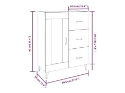 Aparador de madera contrachapada blanco 69,5x34x90 cm