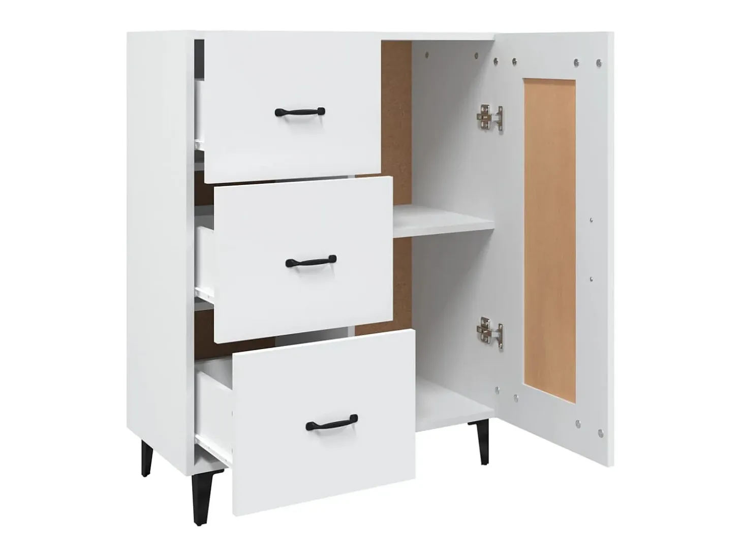 Aparador de madera contrachapada blanco 69,5x34x90 cm