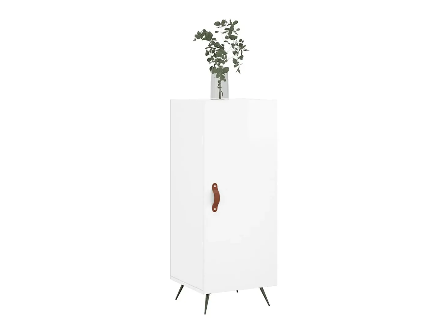 Aparador de madera contrachapada blanco brillante 34,5x34x90 cm ES98083