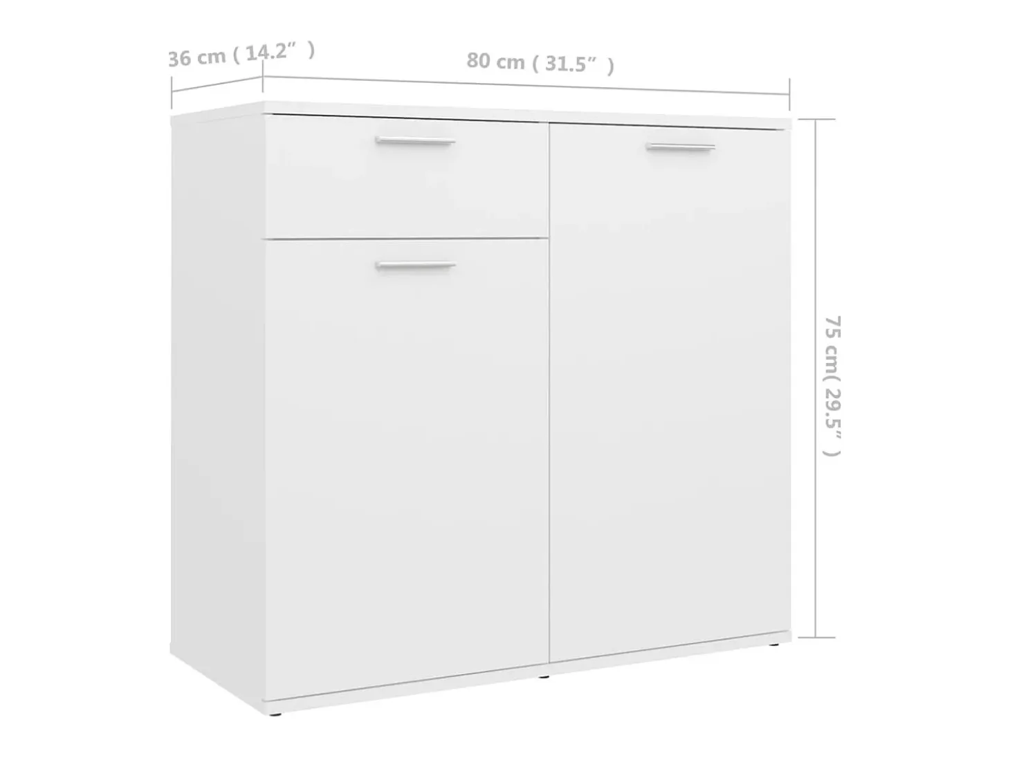 Aparador de madera contrachapada blanco 80x36x75 cm