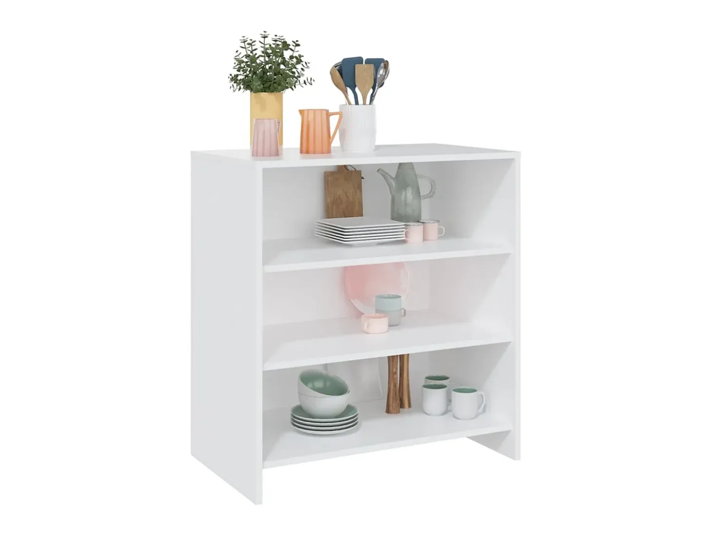 Aparador de madera contrachapada blanco 70x40,5x75 cm