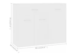 Aparador de madera contrachapada blanco 88x30x70 cm