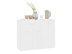 Aparador de madera contrachapada blanco 88x30x70 cm