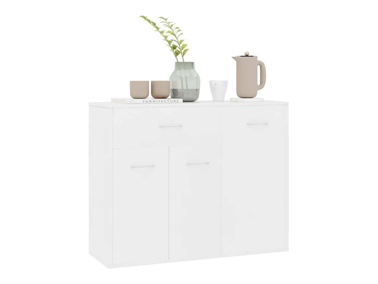 Aparador de madera contrachapada blanco 88x30x70 cm