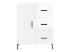 Aparador de madera contrachapada blanco brillante 69,5x34x90 cm