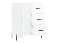 Aparador de madera contrachapada blanco brillante 69,5x34x90 cm