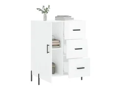 Aparador de madera contrachapada blanco brillante 69,5x34x90 cm
