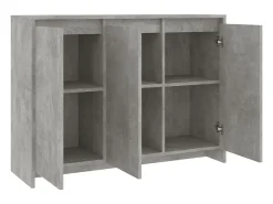 Aparador de madera contrachapada gris hormigón 102x33x75 cm