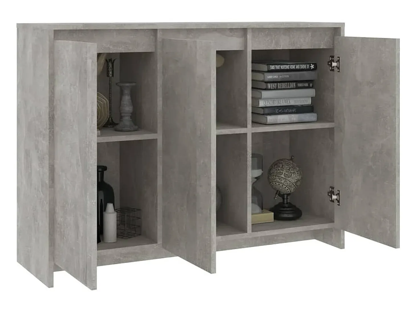 Aparador de madera contrachapada gris hormigón 102x33x75 cm