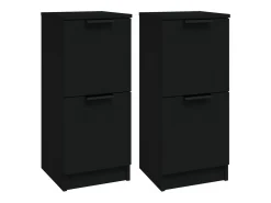 Aparador de madera contrachapada negro 30x30x70 cm