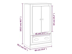 Aparador de madera contrachapada roble ahumado 60x35,5x103,5 cm