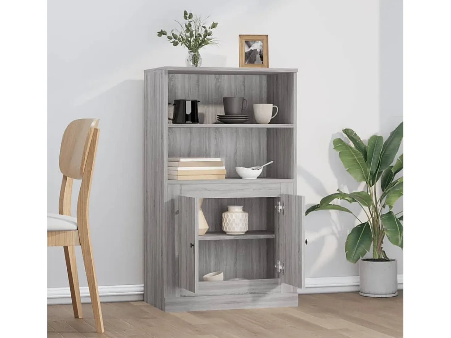 Aparador de madera contrachapada gris Sonoma 60x35,5x103,5 cm