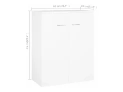 Aparador de madera contrachapada blanco 60x30x75 cm