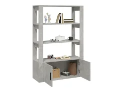 Aparador de madera contrachapada gris hormigón 80x30x119,5 cm
